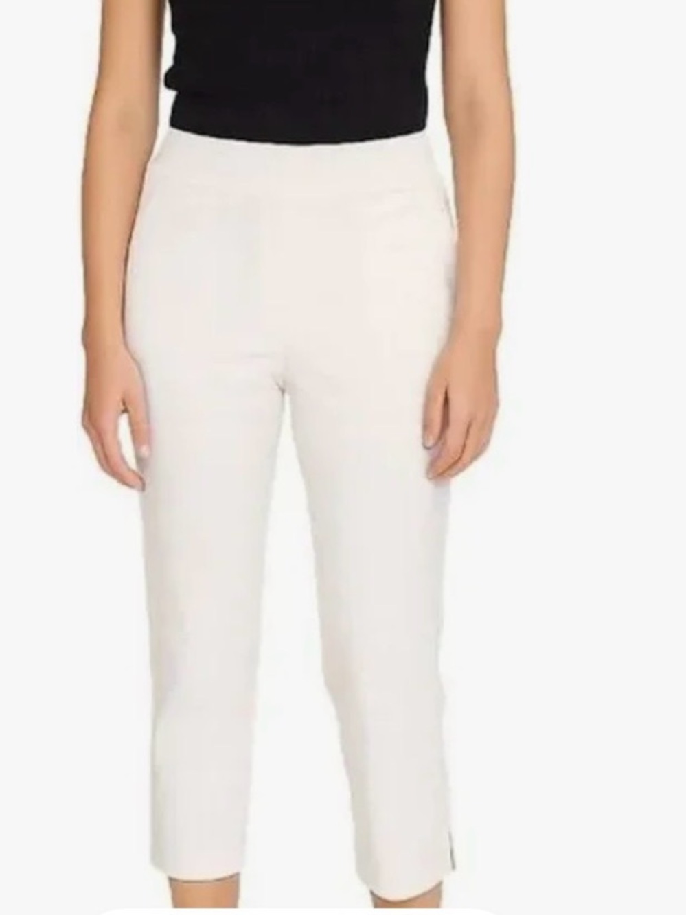 White House Black Market Cropped Straight Ankle Pull on Pant white Cream Size 10